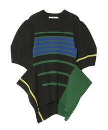 UN3D. | ボーダーコクーンスリーブニットトップ【セットアップ着用可能】(ニット/セーター)