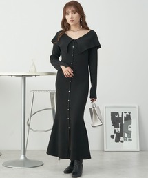 earth music&ecology | 2WAYビッグカラーニットワンピース(ワンピース)