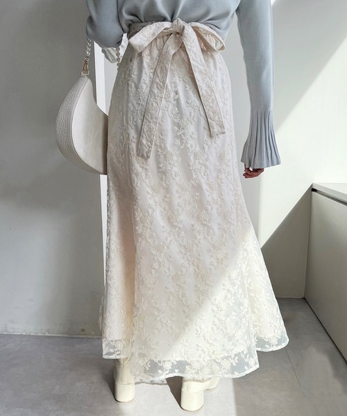 one after another NICE CLAUP（ワンアフターアナザーナイスクラップ）の「クロスバックリボンスカート（スカート・レディース・ブラック/アイボリー/ホワイト系その他/ミント・SMALL/MEDIUM）」の16枚目の写真