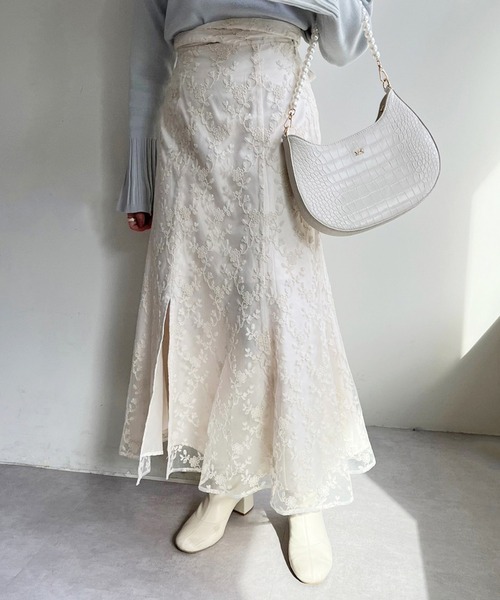 one after another NICE CLAUP（ワンアフターアナザーナイスクラップ）の「クロスバックリボンスカート（スカート・レディース・ブラック/アイボリー/ホワイト系その他/ミント・SMALL/MEDIUM）」の14枚目の写真