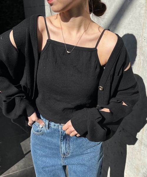 CAPRICIEUX LE'MAGE(カプリシューレマージュ)の「バックUネックキャミ(キャミソール・レディース・ホワイト/ブラック/グレイッシュベージュ・FREE)」の8枚目の写真