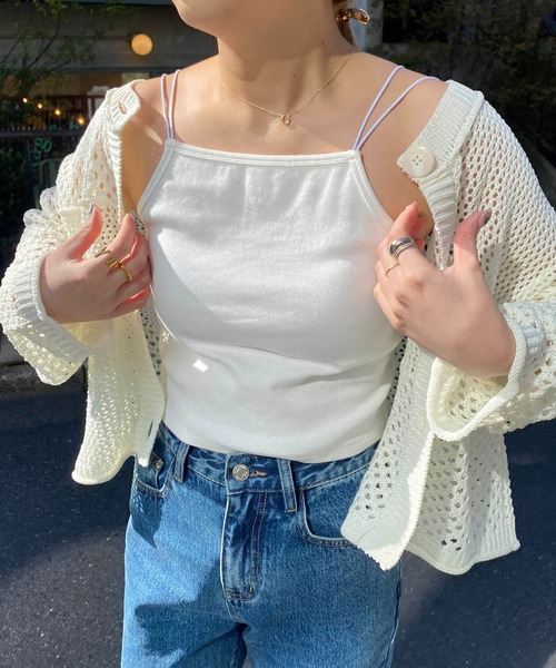 CAPRICIEUX LE'MAGE(カプリシューレマージュ)の「バックUネックキャミ(キャミソール・レディース・ホワイト/ブラック/グレイッシュベージュ・FREE)」の5枚目の写真