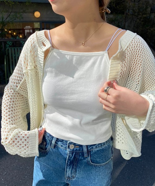 CAPRICIEUX LE'MAGE(カプリシューレマージュ)の「バックUネックキャミ(キャミソール・レディース・ホワイト/ブラック/グレイッシュベージュ・FREE)」の15枚目の写真