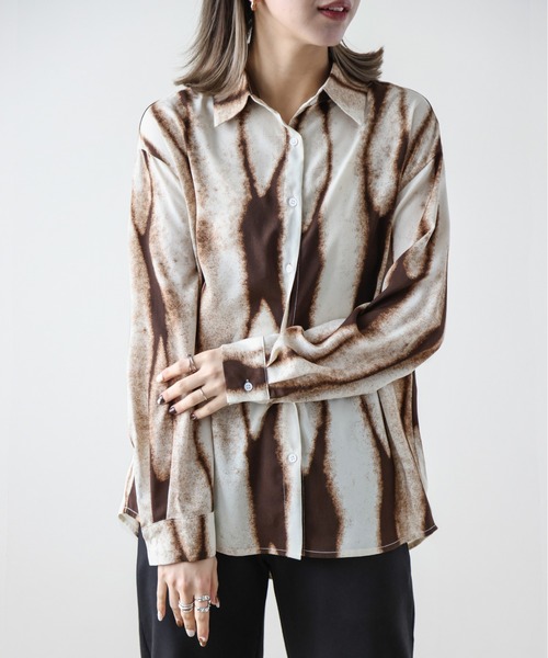 AMELY(エミリー)の「長袖デザインシャツ(シャツ/ブラウス・レディース・ブラウン/ブラック・フリー)」の9枚目の写真