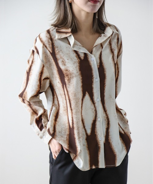 AMELY(エミリー)の「長袖デザインシャツ(シャツ/ブラウス・レディース・ブラウン/ブラック・フリー)」の10枚目の写真