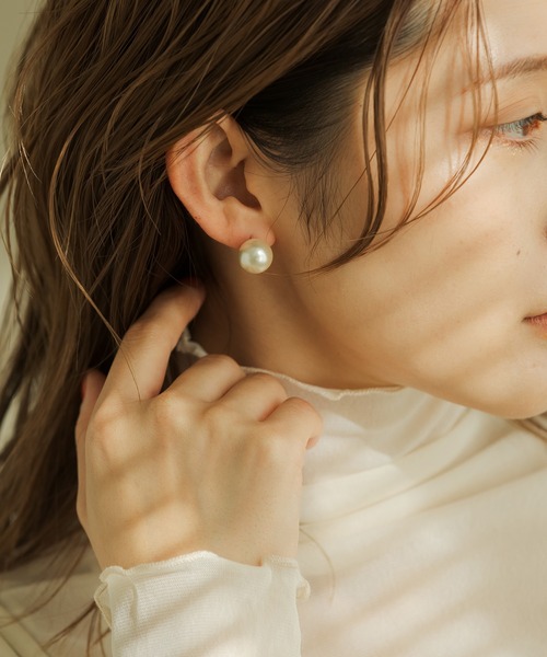 VATSURICA(バツリカ)の「《trim by vatsurica》バツリカ / ビッグ パール キャッチ ピアス(ピアス(両耳用)・レディース・グレー/ホワイト・FREE)」の8枚目の写真