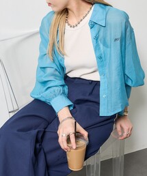 PUBLUX/パブリュクス ワンポイント刺繍クロップドシャツ【限定展開】