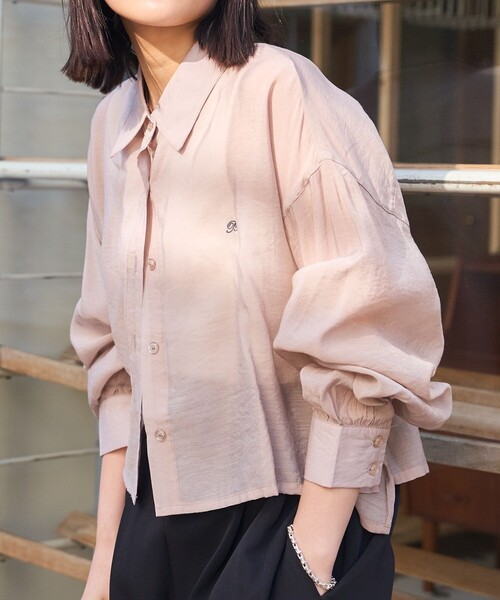 PUBLUX(パブリュクス)の「PUBLUX/パブリュクス ワンポイント刺繍クロップドシャツ【限定展開】(シャツ/ブラウス・レディース・ブルー/ベージュ/ピンク・フリ-)」の22枚目の写真