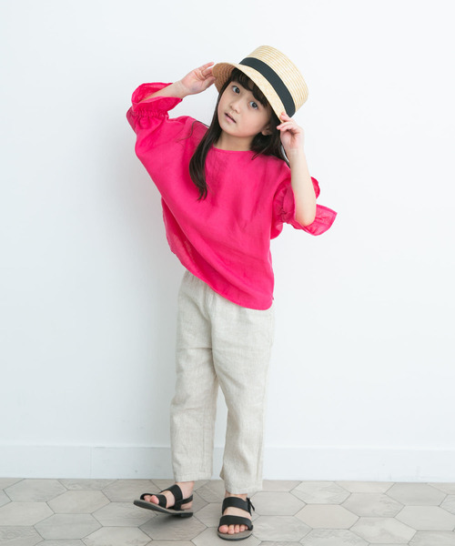 URBAN RESEARCH DOORS（アーバンリサーチドアーズ）の「『親子リンク』リネンキャンディスリーブプルオーバー(KIDS)（シャツ/ブラウス・キッズ・パープル系その他/ミント・135/120/105）」の7枚目の写真