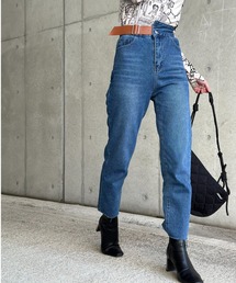 LVEU. | 【IMOKO × LVEU.】Belt design high waist tapered denim / ベルトデザインハイウエストテーパードデニム(デニムパンツ)