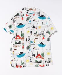【UNIIT/ユニット】レーヨン100％  接触冷感　総柄シャツ 　アロハシャツ 　ストリート 　モード 　カジュアル  夏服 　オープンカラーシャツ 　開襟シャツ