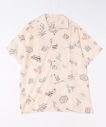 【UNIIT/ユニット】レーヨン100％  接触冷感　総柄シャツ 　アロハシャツ 　ストリート 　モード 　カジュアル  夏服 　オープンカラーシャツ 　開襟シャツ
