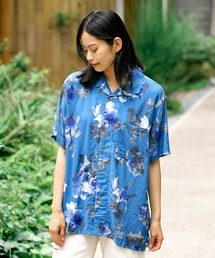 【UNIIT/ユニット】レーヨン100％  接触冷感　総柄シャツ 　アロハシャツ 　ストリート 　モード 　カジュアル  夏服 　オープンカラーシャツ 　開襟シャツ