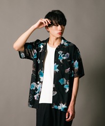 【UNIIT/ユニット】レーヨン100% 接触冷感 総柄シャツ アロハシャツ ストリート モード カジュアル 夏服 オープンカラーシャツ 開襟シャツ