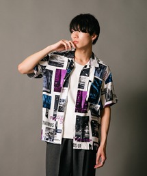 【UNIIT/ユニット】レーヨン100% 接触冷感 総柄シャツ アロハシャツ ストリート モード カジュアル 夏服 オープンカラーシャツ 開襟シャツ