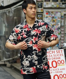 【UNIIT/ユニット】レーヨン100% 接触冷感 総柄シャツ アロハシャツ ストリート モード カジュアル 夏服 オープンカラーシャツ 開襟シャツ