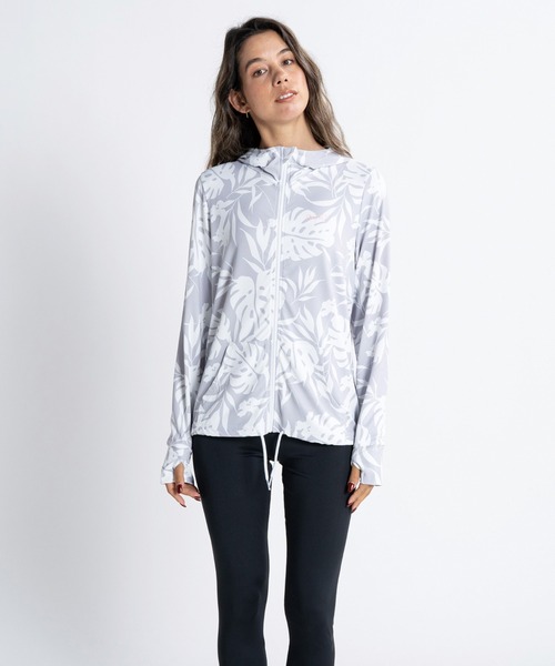 ROXY(ロキシー)の「AURORA/ロキシー長袖ジップアップパーカーラッシュガード(水着)(ラッシュガード・レディース・カーキ/ホワイト系その他/グレー/ブラック/ホワイト/パープル・SMALL/MEDIUM/LARGE)」の1枚目の写真