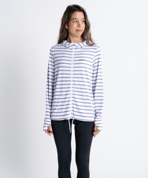 ROXY(ロキシー)の「AURORA/ロキシー長袖ジップアップパーカーラッシュガード(水着)(ラッシュガード・レディース・カーキ/ホワイト系その他/グレー/ブラック/ホワイト/パープル・SMALL/MEDIUM/LARGE)」の6枚目の写真