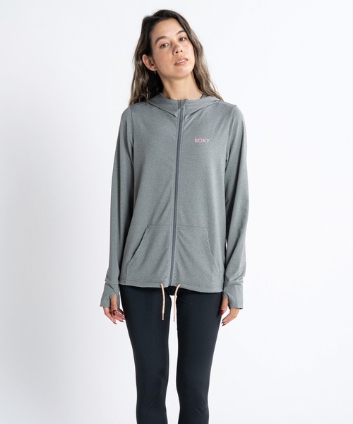 ROXY(ロキシー)の「AURORA/ロキシー長袖ジップアップパーカーラッシュガード(水着)(ラッシュガード・レディース・カーキ/ホワイト系その他/グレー/ブラック/ホワイト/パープル・SMALL/MEDIUM/LARGE)」の4枚目の写真