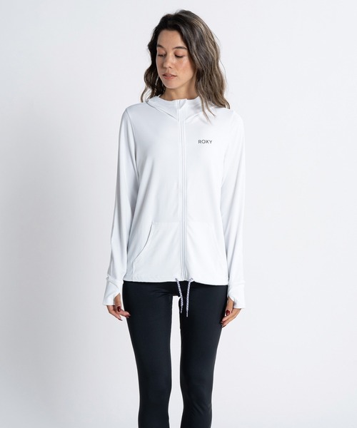 ROXY(ロキシー)の「AURORA/ロキシー長袖ジップアップパーカーラッシュガード(水着)(ラッシュガード・レディース・カーキ/ホワイト系その他/グレー/ブラック/ホワイト/パープル・SMALL/MEDIUM/LARGE)」の2枚目の写真