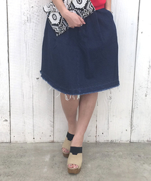 mystic | 【mystic】ﾃﾞﾆﾑﾌﾘﾝｼﾞｽｶｰﾄ(デニムスカート)