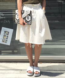 mystic | 【mystic】ﾃﾞﾆﾑﾌﾘﾝｼﾞｽｶｰﾄ(デニムスカート)