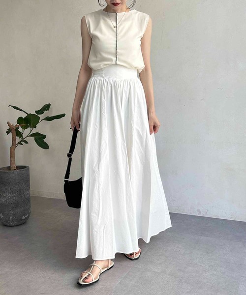 CAPRICIEUX LE'MAGE（カプリシューレマージュ）の「ワイドベルトフレアスカート（スカート・レディース・ブラック/イエロー/ホワイト・36/38）」の8枚目の写真