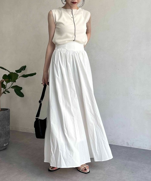 CAPRICIEUX LE'MAGE（カプリシューレマージュ）の「ワイドベルトフレアスカート（スカート・レディース・ブラック/イエロー/ホワイト・36/38）」の9枚目の写真