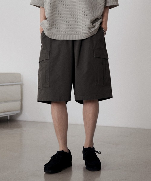 パンツ KYOTO SUMI NYLON EASY CARGO SHORTS SUMI KYOTO SUMI NYLON EASY CARGO SHORTS / SUMI | ATON (MEN)(エイトン