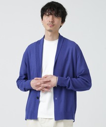 LB.03/リネンブレンド鹿の子編みショールニットカーディガン