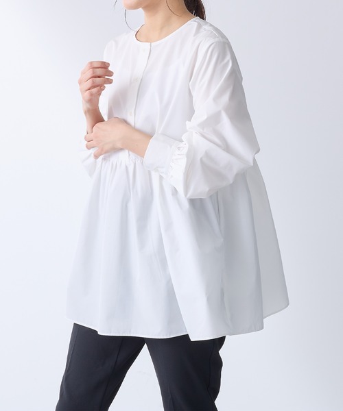for/c（フォーシー）の「タックギャザーチュニック【サスティナブル】（シャツ/ブラウス・レディース・ネイビー/ホワイト・M/L）」の11枚目の写真