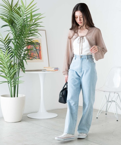 WEGO(ウィゴー)の「WEGO/シアーストライプボレロ(カーディガン/ボレロ・レディース・サックスブルー/ベージュ・FREE)」の6枚目の写真