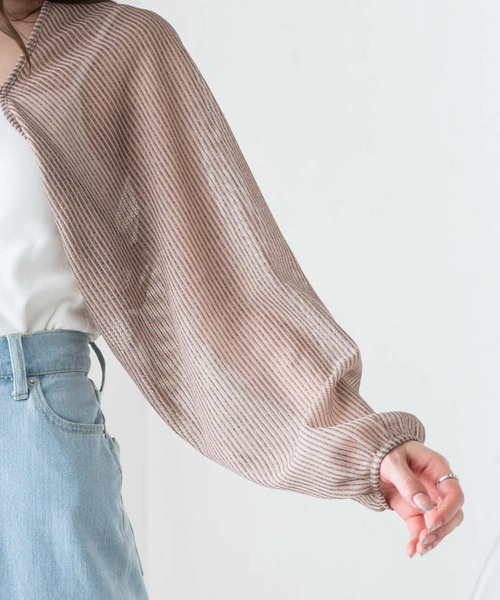 WEGO(ウィゴー)の「WEGO/シアーストライプボレロ(カーディガン/ボレロ・レディース・サックスブルー/ベージュ・FREE)」の9枚目の写真