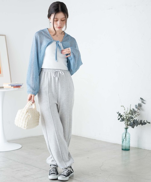 WEGO(ウィゴー)の「WEGO/シアーストライプボレロ(カーディガン/ボレロ・レディース・サックスブルー/ベージュ・FREE)」の4枚目の写真