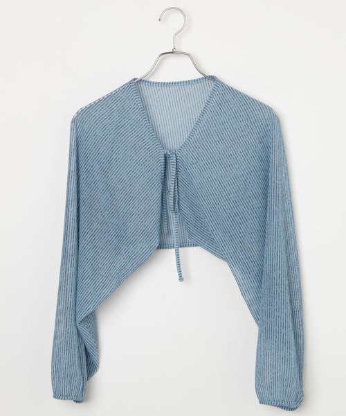 WEGO(ウィゴー)の「WEGO/シアーストライプボレロ(カーディガン/ボレロ・レディース・サックスブルー/ベージュ・FREE)」の19枚目の写真