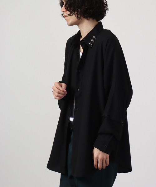REGIEVO(レジエボ)の「Long sleeve shirt with 2WAY earrings / 2WAYピアス付き長袖シャツ(シャツ/ブラウス・メンズ・ブラック×ホワイト/ブラック/オフホワイト・L/M)」の12枚目の写真