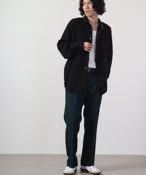 REGIEVO(レジエボ)の「Long sleeve shirt with 2WAY earrings / 2WAYピアス付き長袖シャツ(シャツ/ブラウス・メンズ・ブラック×ホワイト/ブラック/オフホワイト・L/M)」の15枚目の写真