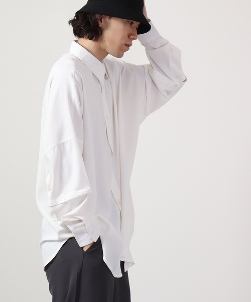 REGIEVO(レジエボ)の「Long sleeve shirt with 2WAY earrings / 2WAYピアス付き長袖シャツ(シャツ/ブラウス・メンズ・ブラック×ホワイト/ブラック/オフホワイト・L/M)」の6枚目の写真