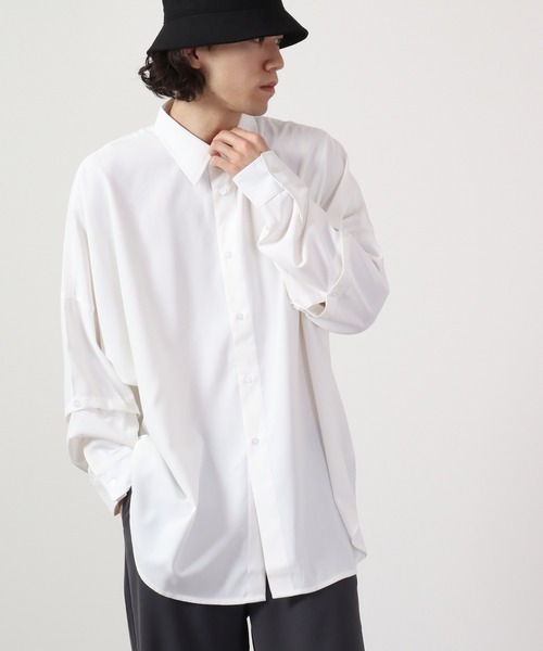 REGIEVO(レジエボ)の「Long sleeve shirt with 2WAY earrings / 2WAYピアス付き長袖シャツ(シャツ/ブラウス・メンズ・ブラック×ホワイト/ブラック/オフホワイト・L/M)」の4枚目の写真