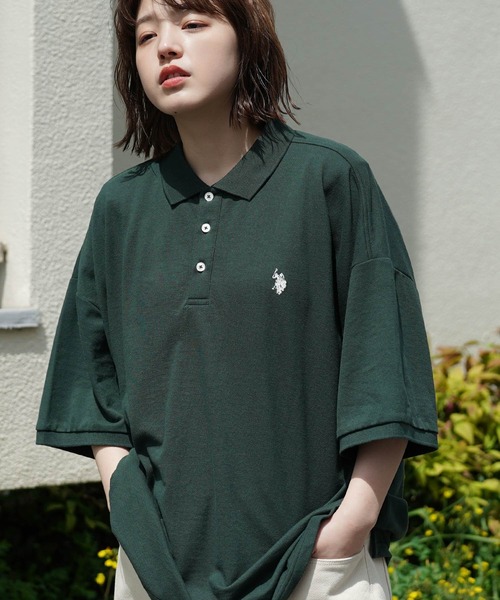 U.S. POLO ASSN.（ユーエスポロアッスン）の「U.S. POLO ASSN. / ユーエスポロアッスン 別注 コラボ オーバーサイズ 半袖 ポロシャツ（ポロシャツ・メンズ・ホワイト系その他/ダークグリーン/ホワイト/グリーン系その他/ブラック/ブラック系その他/ネイビー/ブルー系その他・X-LARGE/MEDIUM/LARGE）」の6枚目の写真