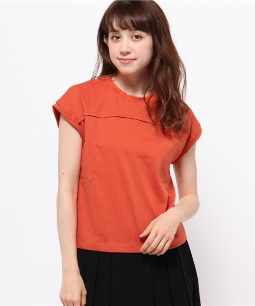Kastane（カスタネ）の「【Kastane】切り替えクループルオーバー（Tシャツ/カットソー・レディース・オフホワイト/グレー/オレンジ・FREE）」の11枚目の写真