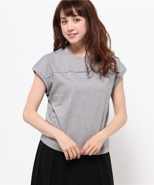 Kastane（カスタネ）の「【Kastane】切り替えクループルオーバー（Tシャツ/カットソー・レディース・オフホワイト/グレー/オレンジ・FREE）」の2枚目の写真