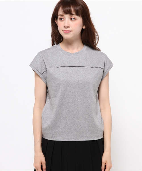 Kastane（カスタネ）の「【Kastane】切り替えクループルオーバー（Tシャツ/カットソー・レディース・オフホワイト/グレー/オレンジ・FREE）」の4枚目の写真