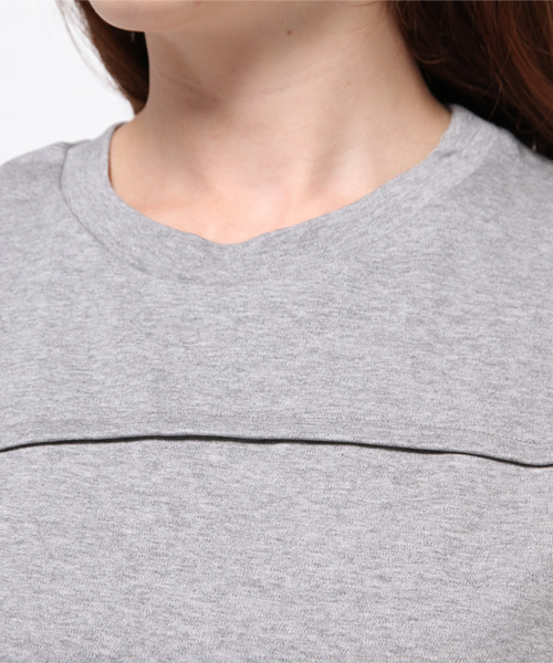 Kastane（カスタネ）の「【Kastane】切り替えクループルオーバー（Tシャツ/カットソー・レディース・オフホワイト/グレー/オレンジ・FREE）」の7枚目の写真