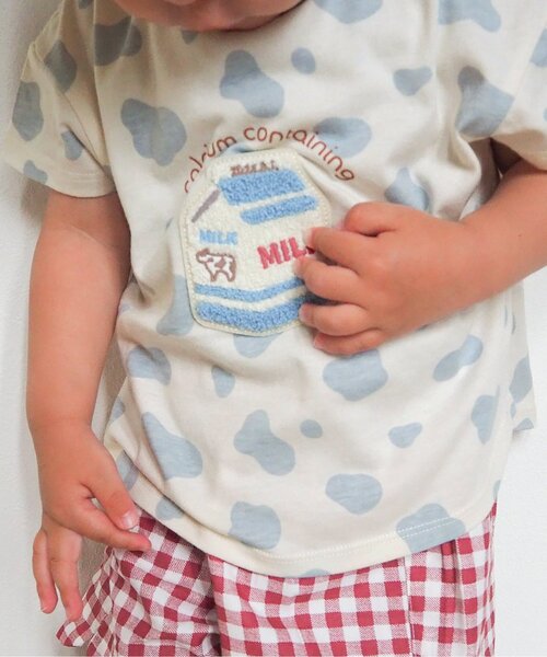 apres les cours(アプレレクール)の「【カラバリ豊富12色展開】バラエティモチーフTシャツ(Tシャツ/カットソー・キッズ・ネイビー/レッド/アイボリー/ミント/オレンジ/レインボー/ドット/ラベンダー/サックスブルー/イエロー/ローズ/その他2・100/110/120/140/80/90/130)」の2枚目の写真