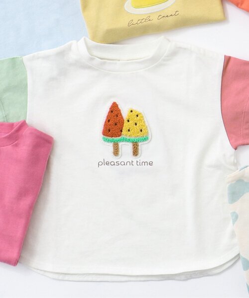 apres les cours(アプレレクール)の「【カラバリ豊富12色展開】バラエティモチーフTシャツ(Tシャツ/カットソー・キッズ・ネイビー/レッド/アイボリー/ミント/オレンジ/レインボー/ドット/ラベンダー/サックスブルー/イエロー/ローズ/その他2・100/110/120/140/80/90/130)」の10枚目の写真