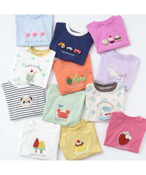 apres les cours(アプレレクール)の「【カラバリ豊富12色展開】バラエティモチーフTシャツ(Tシャツ/カットソー・キッズ・ネイビー/レッド/アイボリー/ミント/オレンジ/レインボー/ドット/ラベンダー/サックスブルー/イエロー/ローズ/その他2・100/110/120/140/80/90/130)」の18枚目の写真