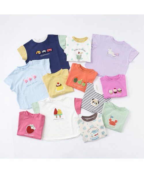 apres les cours(アプレレクール)の「【カラバリ豊富12色展開】バラエティモチーフTシャツ(Tシャツ/カットソー・キッズ・ネイビー/レッド/アイボリー/ミント/オレンジ/レインボー/ドット/ラベンダー/サックスブルー/イエロー/ローズ/その他2・100/110/120/140/80/90/130)」の19枚目の写真