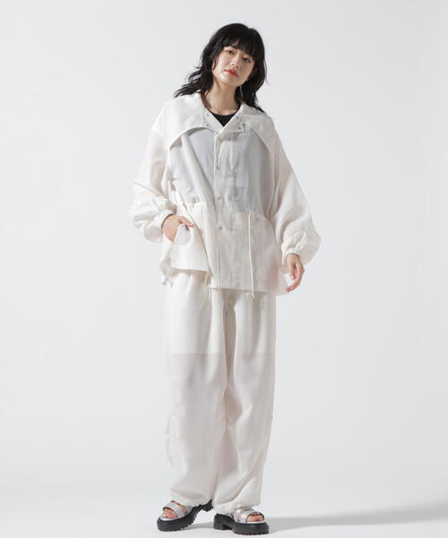 schott(ショット)の「【Women's】SchottxRUMBLE RED/ショット×ランブルレッド/CHIFFON SNOW PARKA/シフォン スノーパーカー(シャツ/ブラウス・レディース・ホワイト系2/ブラック・F)」の6枚目の写真