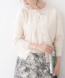 couture brooch | 【UVカット/接触冷感】ポイント透かし編みカーディガン(カーディガン/ボレロ)